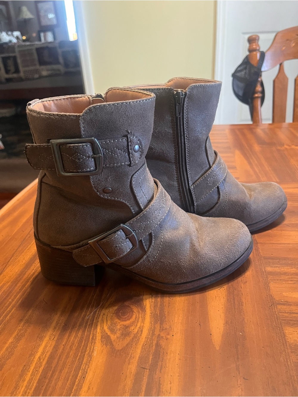 Code West Women's Suede Buckle Ankle Boots - Taupe